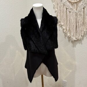 bebe Black Faux Fur Women's Vest